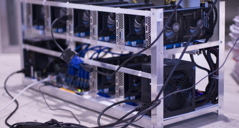 Crypto Miner ASIC machine illustrating MARA's new foray into Kaspa.